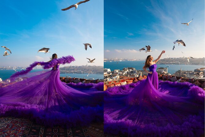 Flying Dress Rooftop Photoshoot in Istanbul (2Concepts, 1dress) - Price and Value for Your Istanbul Flying Dress Package