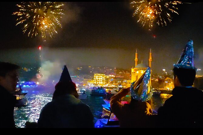 Istanbul New Year's Eve Dinner Cruise With Fireworks Shows 2026 - The Europe shore route: palaces, towers, and bridges in one long night view