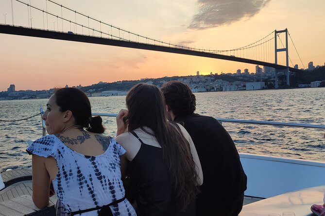 Istanbul Sunset Cruise on Luxury Yacht - Guided Group Cruise - Bosphorus Bridge feet and the “two bridges” feeling